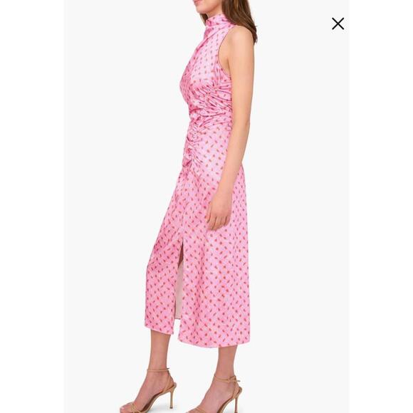 NWT Parker The Ayla Ruched Mock-Neck Satin Midi Dress in Cashmere Rose Women’s 8 - Picture 15 of 15